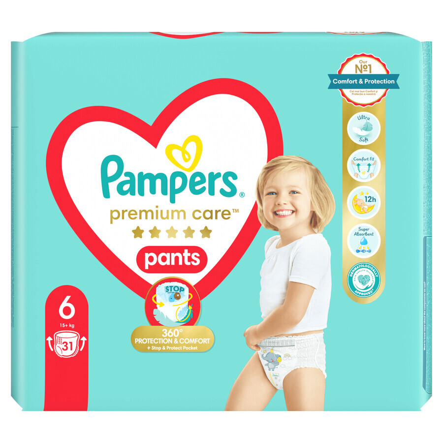 Pampers Premium Care Pants, diapers, size 6, 15+ kg, 31 pcs