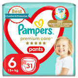 Pampers Premium Care Pants, scutece, mărimea 6, 15+ kg, 31 buc