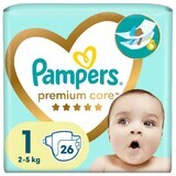 Pampers Premium Care, scutece mărimea 1, 2-5 kg, 26 buc