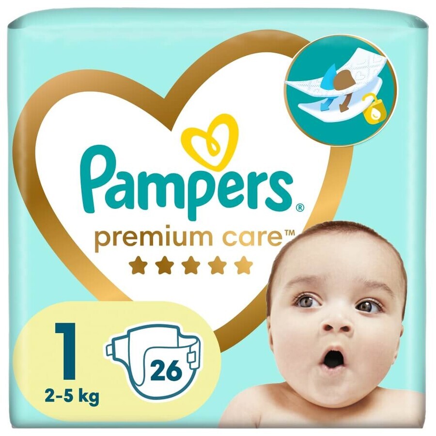 Pampers Premium Care, Windeln Größe 1, 2-5 kg, 26 Stück