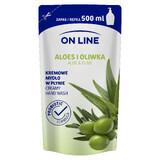 On Line, vloeibare crèmezeep, aloë vera en olijf, bouillon, 500 ml