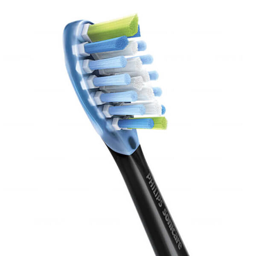 Philips, vervangende opzetborstels voor Sonicare C3 Premium Plaque Defence sonische tandenborstel, HX9042/33, zwart, 2 stuks