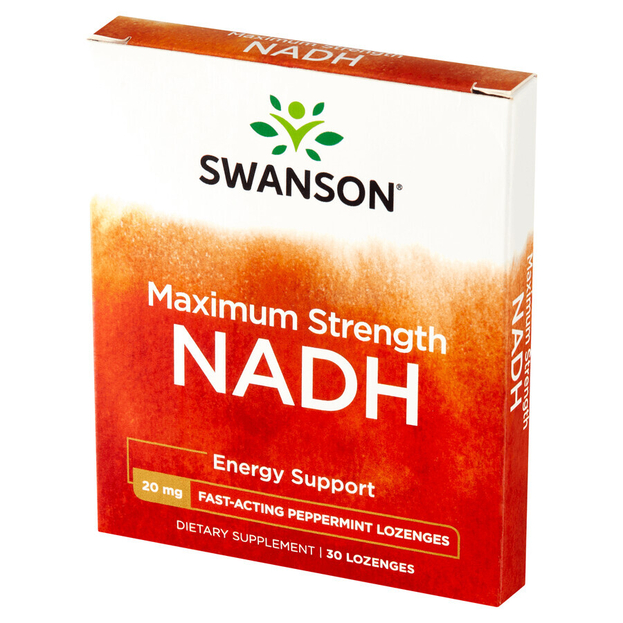 Swanson Maxiumum Strength NADH, Mint Flavor, 30 Tablets