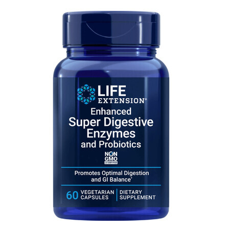 Life Extension Enhanced Super Digestive Enzymes con probiotici, 60 capsule vegetali