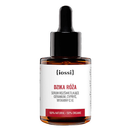 Iossi Wild Rose, sérum iluminador, geranio, ciprés, vitaminas C y E, 30 ml