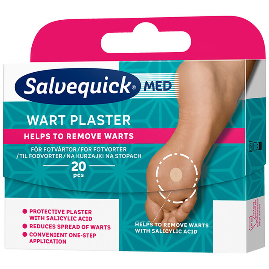 Salvequick Med Wart Patch, tegen wratten, met salicylzuur, 20 stuks