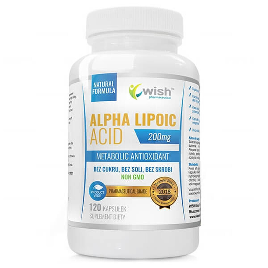 Wish, Acido alfa lipoico ALA 200 mg, 120 capsule