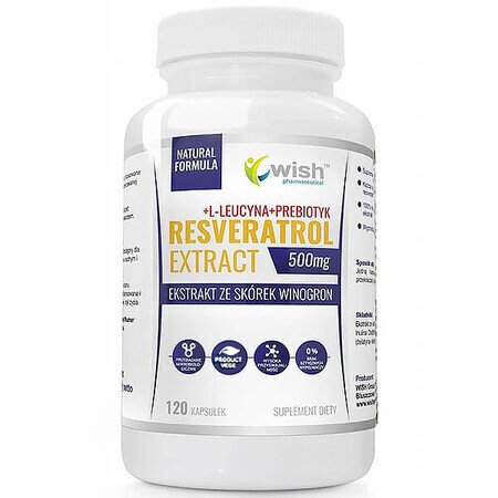 Wish Resveratrol Extract 500 mg, druivenschilextract, 120 capsules