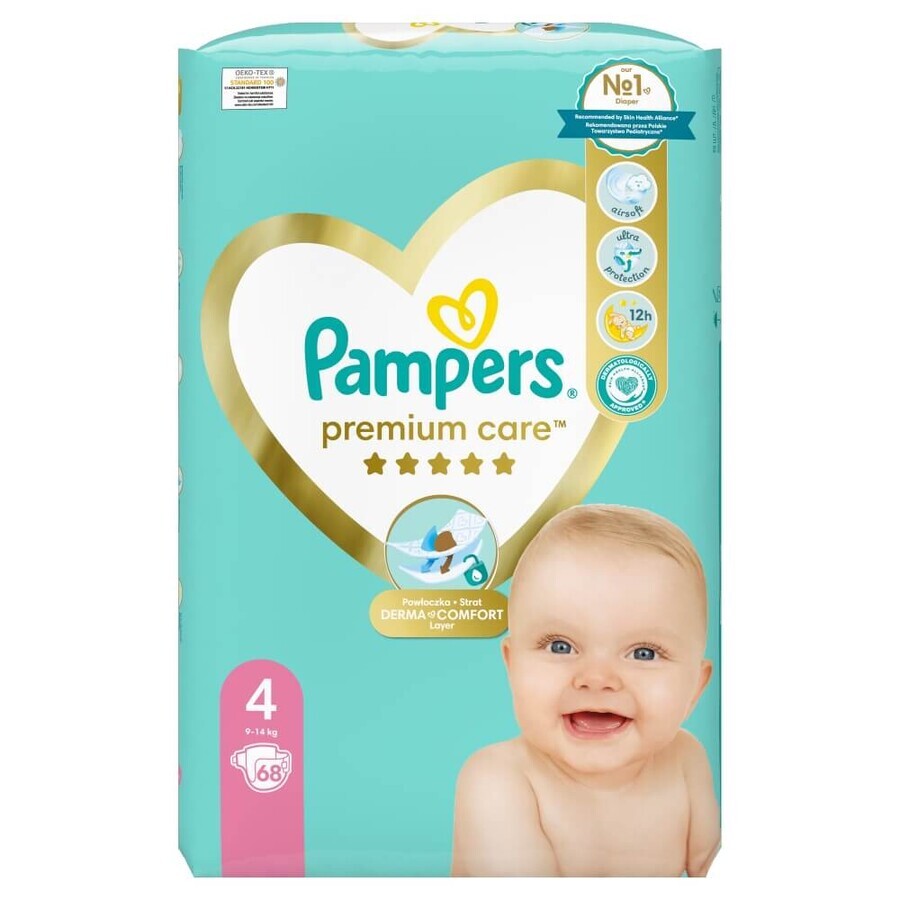 Pampers Premium Care, diapers, size 4, 9-14kg, 68 pcs