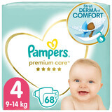 Pampers Premium Care, diapers, size 4, 9-14kg, 68 pcs