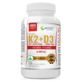 Wish Vitamine K2 MK7 uit natto 200 µg + D3 4000 IU in MCT-olie, 120 capsules