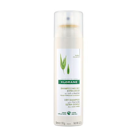 Klorane, shampoo secco ultra delicato al latte d'avena per tutti i tipi di capelli, 150 ml