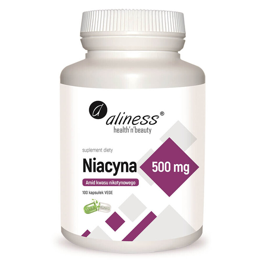 Aliness Niacina 500 mg, amida de ácido nicotínico, 100 cápsulas vegetales