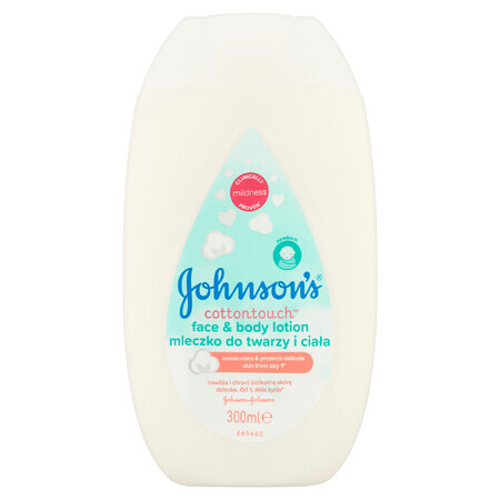 Johnson's baby, Cotton touch, lapte pentru față și corp pentru bebeluși din prima zi, 300 ml