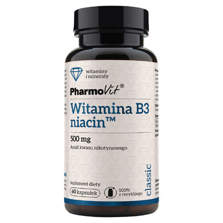 PharmoVit, Vitamina B3, Niacina 500 mg, 60 capsule