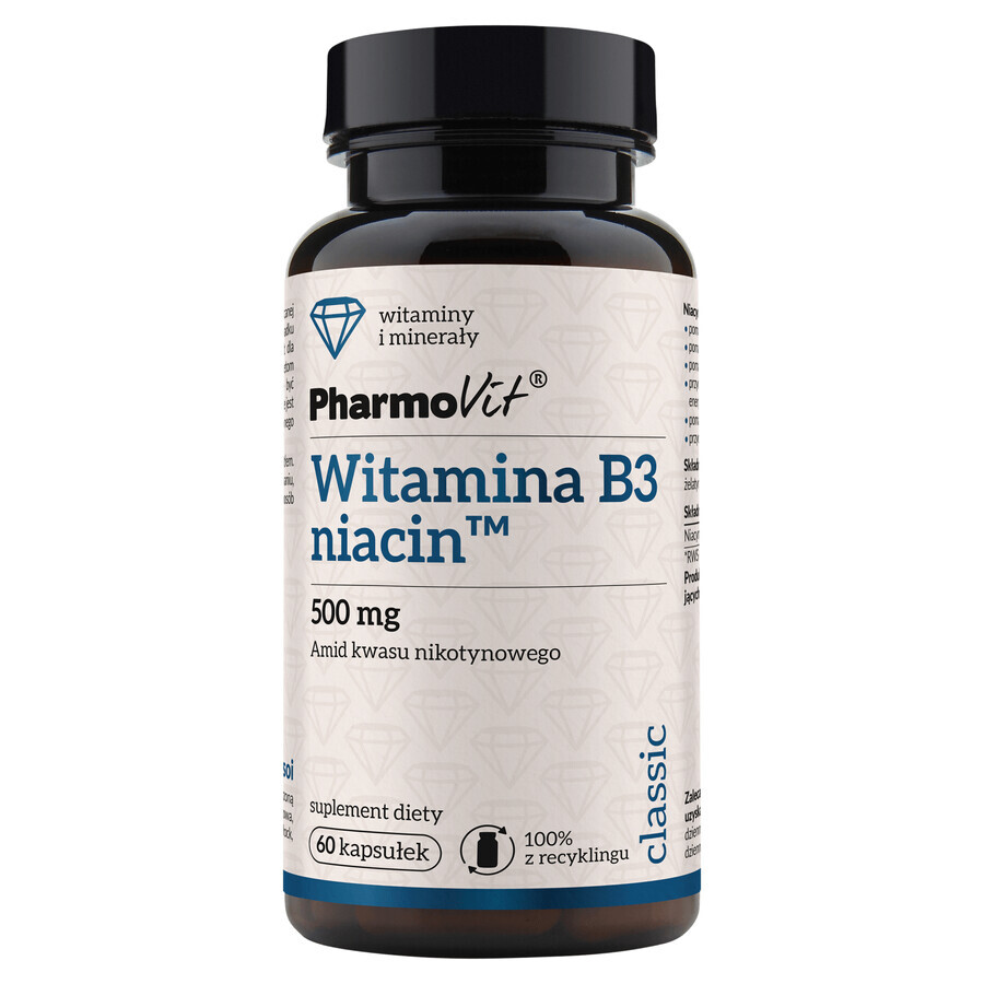 PharmoVit, Vitamina B3, Niacina 500 mg, 60 capsule