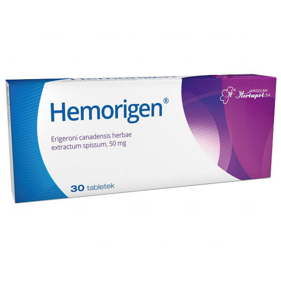 Hemorigen 50 mg, 30 comprimés