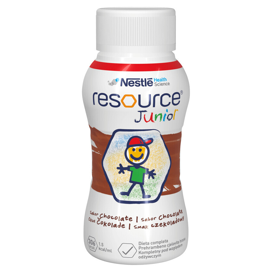 Resource Junior, nutritional preparation over 1 year, chocolate flavor, 4 x 200 ml