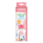 Dr Browns Options+, biberon anti-colique, à col large, avec tétine, rose, 270 ml