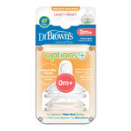 Dr. Brown's Options+, siliconenspeen met wijde hals, Niveau 1, natuurlijke stroming, 0-3 maanden, 2 stuks