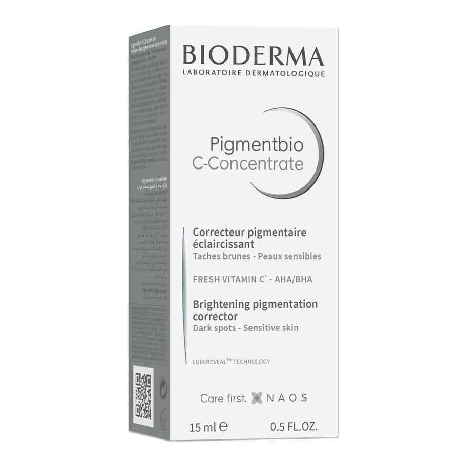 Bioderma Pigmentbio C-Concentrate, concentré éclaircissant pour le visage, avec vitamine C, 15 ml