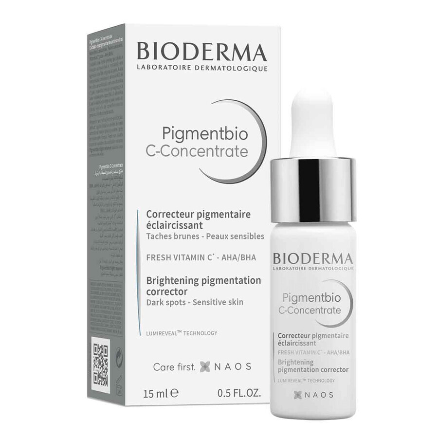 Bioderma Pigmentbio C-Concentrate, concentré éclaircissant pour le visage, avec vitamine C, 15 ml