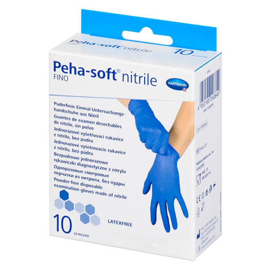 Peha-soft nitril fino, nitril handschoenen, niet-steriel, poedervrij, blauw, maat S, 10 stuks