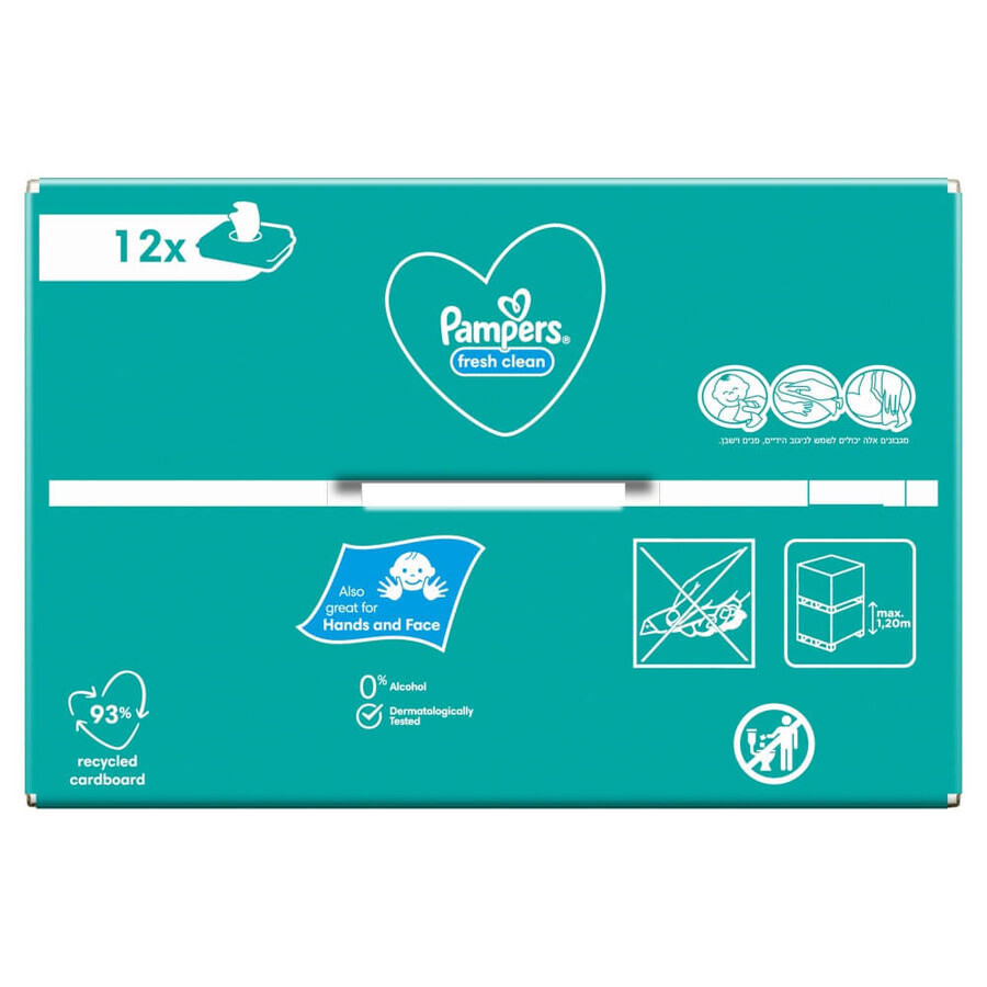 Pampers Fresh Clean, vochtige doekjes, 12 x 52 st.