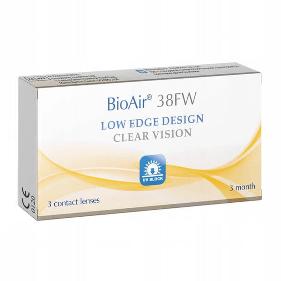 BioAir 38FW, contactlenzen, kwart, -3,00, 3 stuks