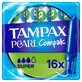 Tampax Compak Pearl, maandverband met inbrenghuls, Super, 16 stuks