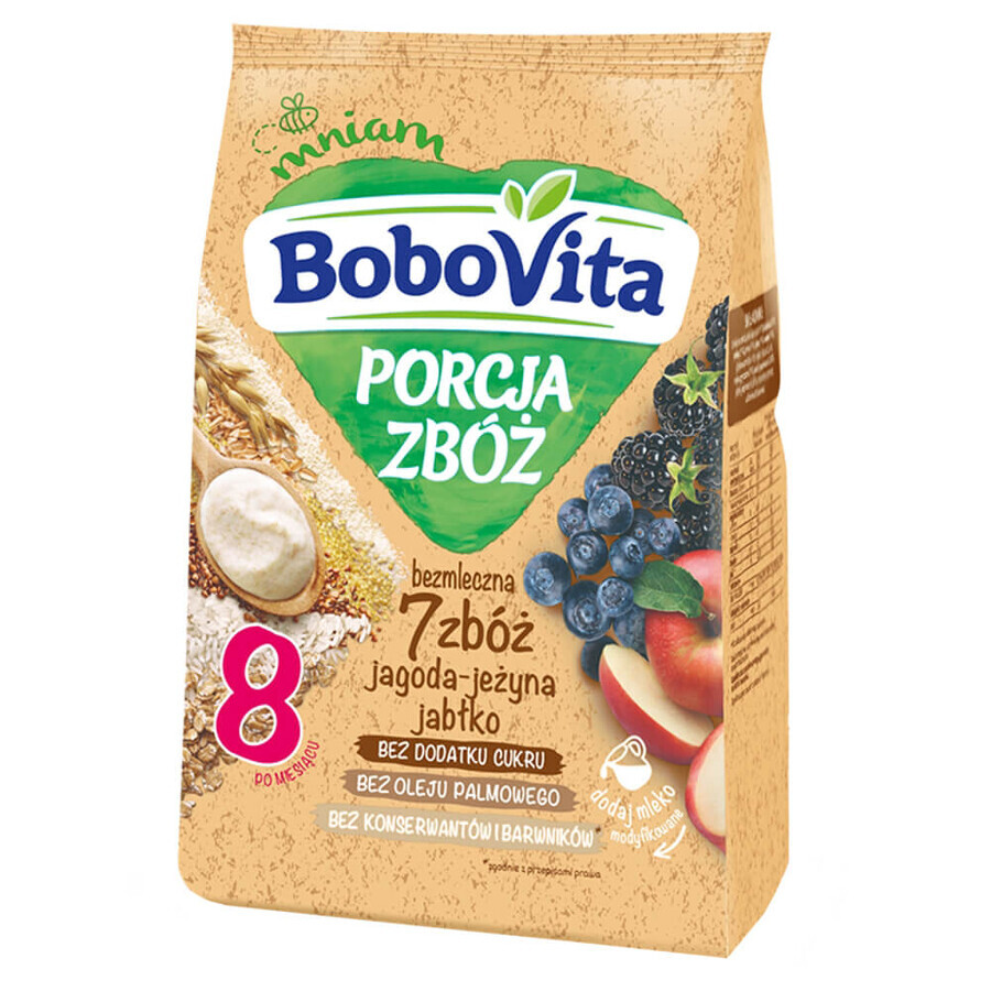 BoboVita Porcja Zbóż Pap 7 granen, bosbes, braam, appel, zuivelvrij, zonder toegevoegde suiker, na 8 maanden, 170 g