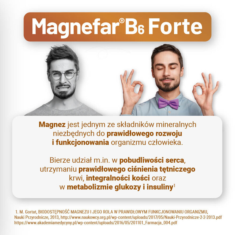 Magnefar B6 Forte 100 mg + 10.10 mg, 60 film-coated tablets