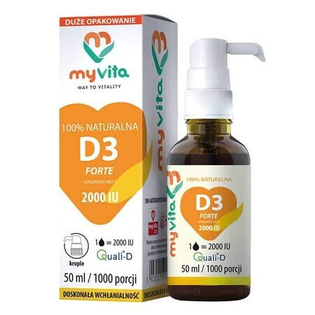 MyVita Natural D3 Forte, vitamin D 2000 IU, drops, 50 ml