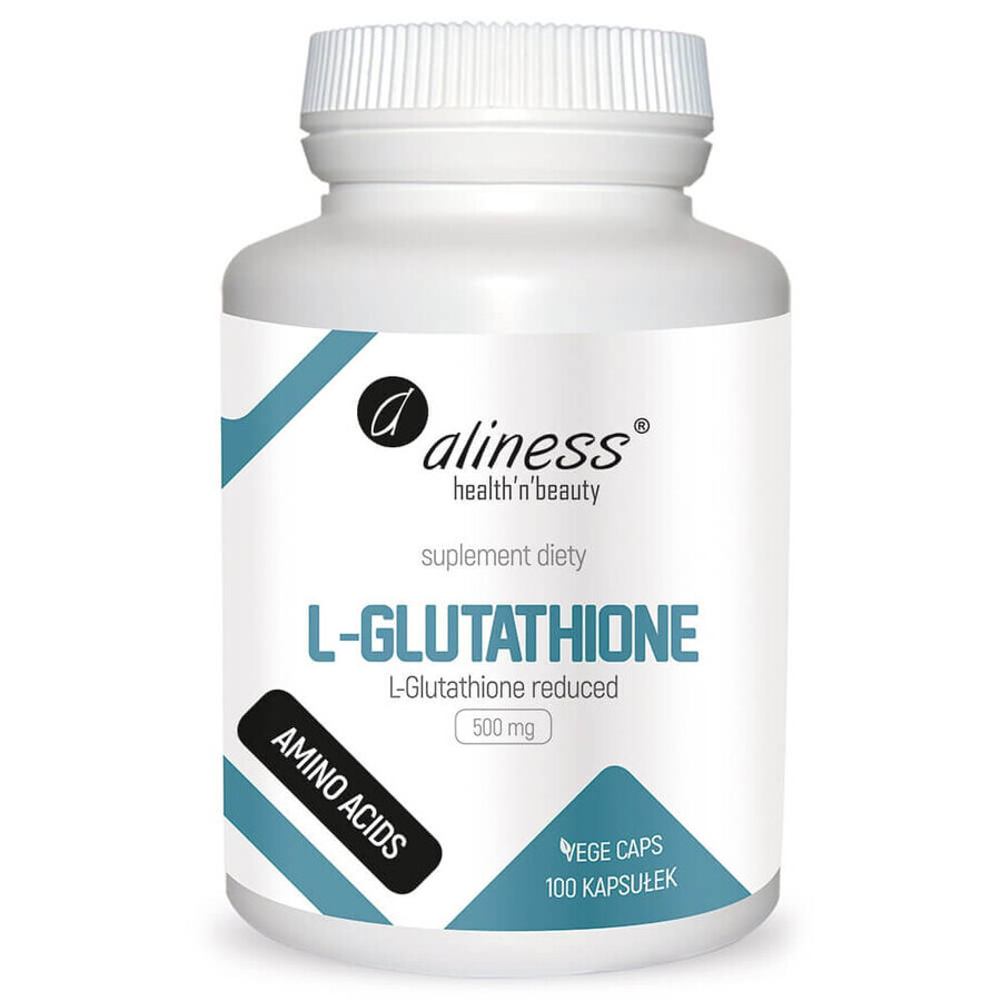 Aliness L-Glutathione reduced, L-Glutathione reduced 500 mg, 100 vegetable capsules