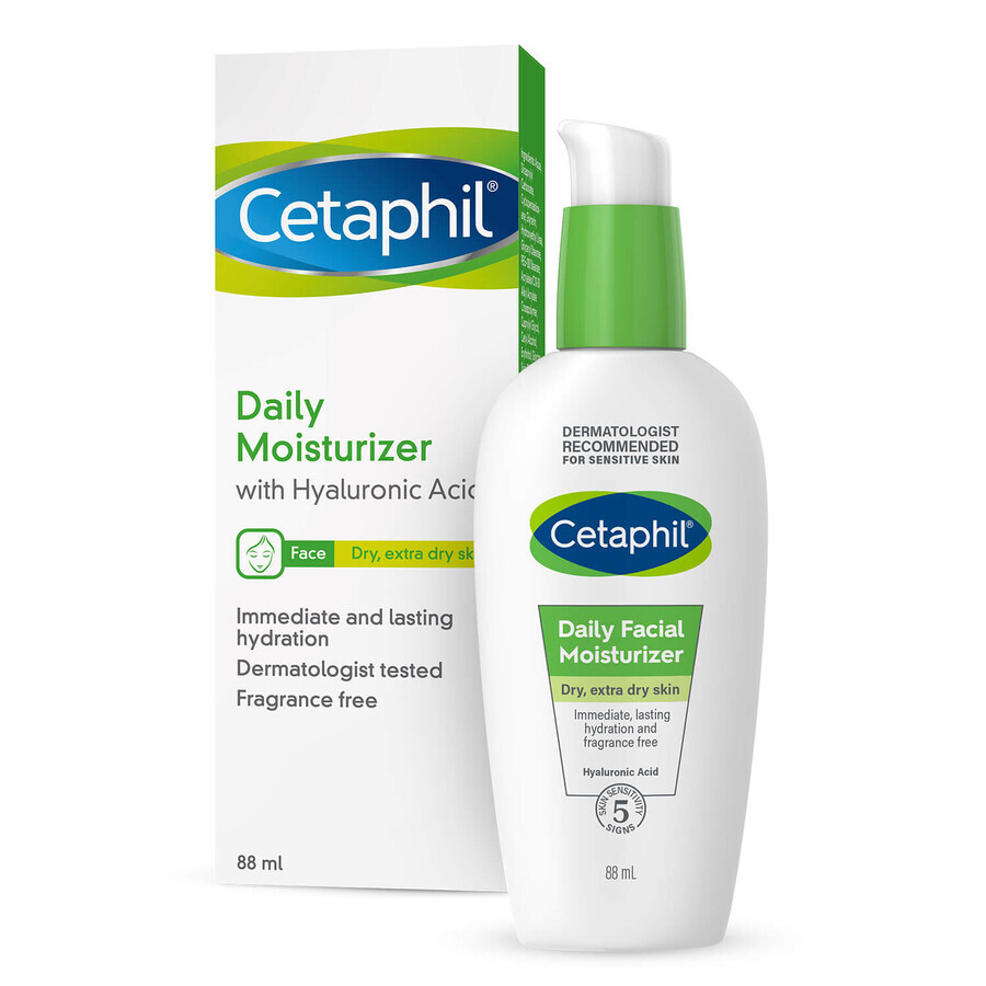 Cetaphil, crema idratante per il viso con acido ialuronico, da giorno, 88 ml