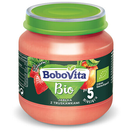 Postre BoboVita Bio, manzana y fresa después de 5 meses, 125 g