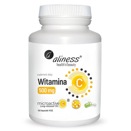 Aliness Vitamine C 500 mg, microactief 12h, 100 plantaardige capsules