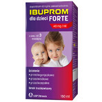 Ibuprom pentru copii Forte 200 mg/ 5 ml, suspensie orală, de la vârsta de 3 luni, aromă de căpșuni, 150 ml