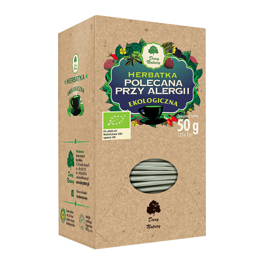 Dary Natury Aanbevolen Allergie Thee, biologisch, 2 g x 25 builtjes