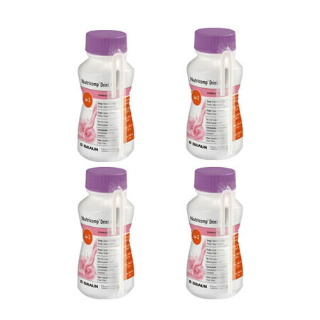 Nutricomp Drink Plus, preparato nutrizionale, gusto fragola, 4 x 200 ml