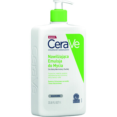 CeraVe, émulsion hydratante aux céramides pour le lavage, les peaux normales et sèches, 1000 ml