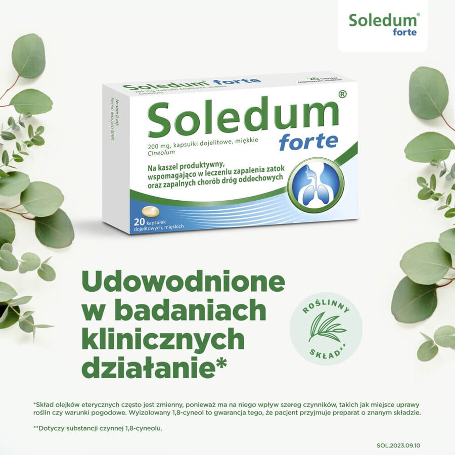 Soledum forte 200 mg, 20 maagsapresistente capsules