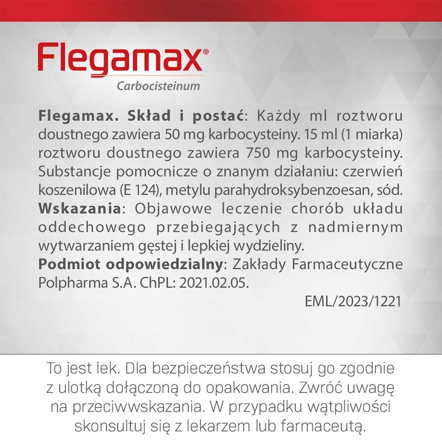 Flegamax 50 mg/ml, oplossing voor oraal gebruik, 200 ml