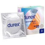 Durex Invisible XL, preservativi extra-sottili allargati, 3 pezzi