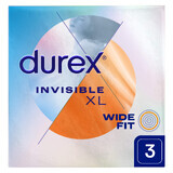 Durex Invisible XL Extra Thin Enlarged Condoms 3 Pack