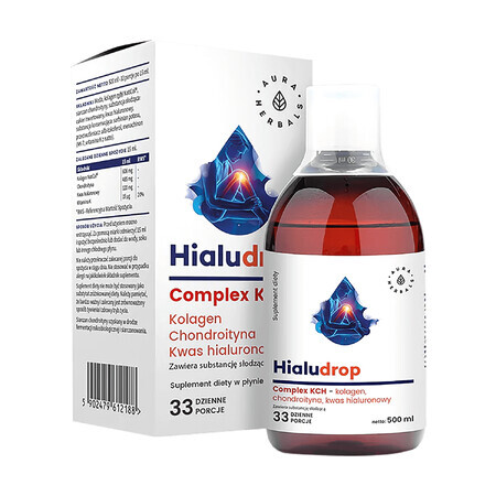 Aura Herbals, Complex Hialudrop, colagen, condroitină, acid hialuronic, 500 ml