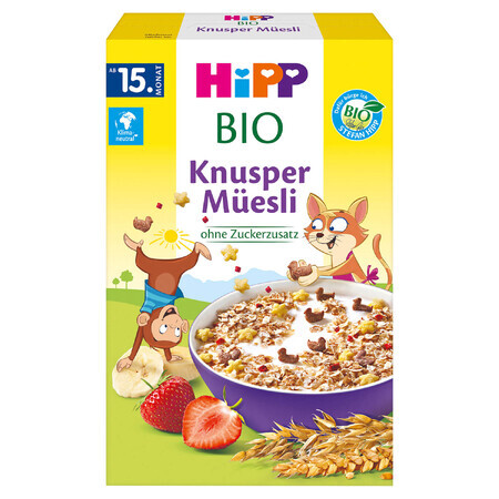 HiPP Musli Bio, banaan en aardbei, zonder toegevoegde suiker, vanaf 15 maanden, 200 g