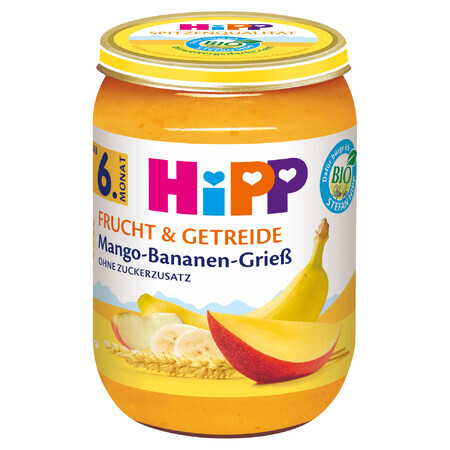 HiPP Fruit en Granen Bio, mango met banaan en griesmeel, vanaf 6 maanden, 190 g