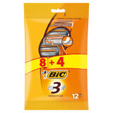 BIC 3 Sensitive Pouch, herenscheermes, drie mesjes, 12 stuks