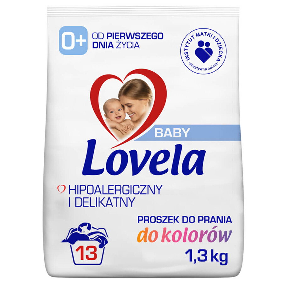 Lovela Baby, detergente en polvo para ropa infantil, hipoalergénico, color, desde el nacimiento, 1,3 kg